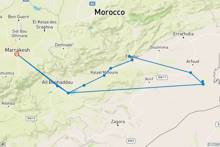 Map of Private 4x4 Desert Tour in 3-Day