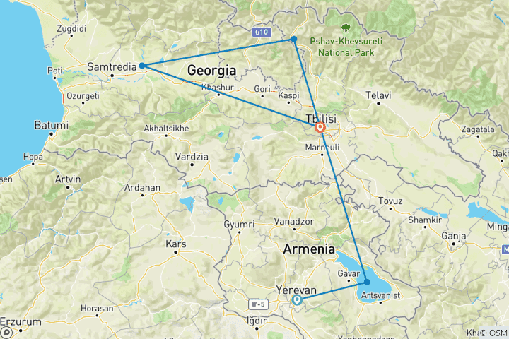 Map of Armenia - Georgia: Historical crossroads of Orient and Occident - Guided private tour