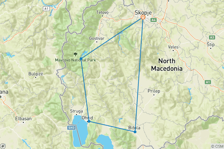 Map of North Macedonia - The highlights