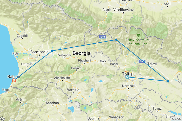 Map of Georgia - From the Greater Caucasus to the Black Sea - Guided Private Tour