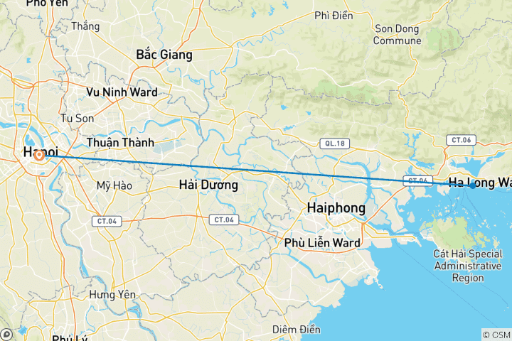 Map of Classic Vietnam Hanoi - Ha long Bay Tour
