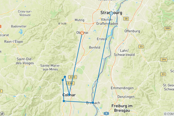 Map of Alsace: land of tradition and gastronomy (port-to-port cruise) - L EUROPE (from Strasbourg to Obernai)