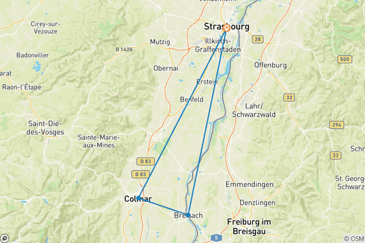 Map of Rhineland Christmas on the Romantic Rhine (port-to-port cruise) - FRANCE (4 destinations)