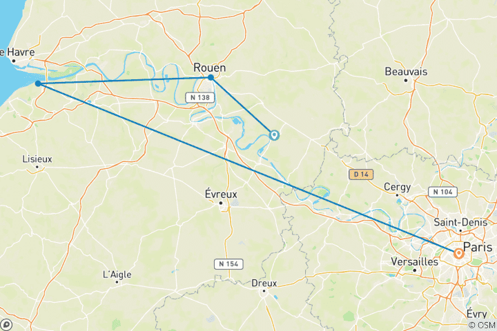 Map of Christmas in the Seine Valley (port-to-port cruise) - RENOIR (from Les Andelys to Paris)