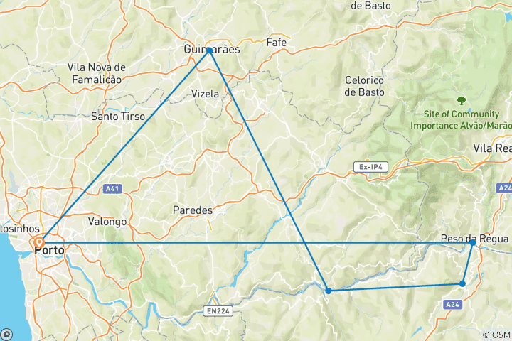 Map of Porto and the Douro Valley - AMALIA RODRIGUES