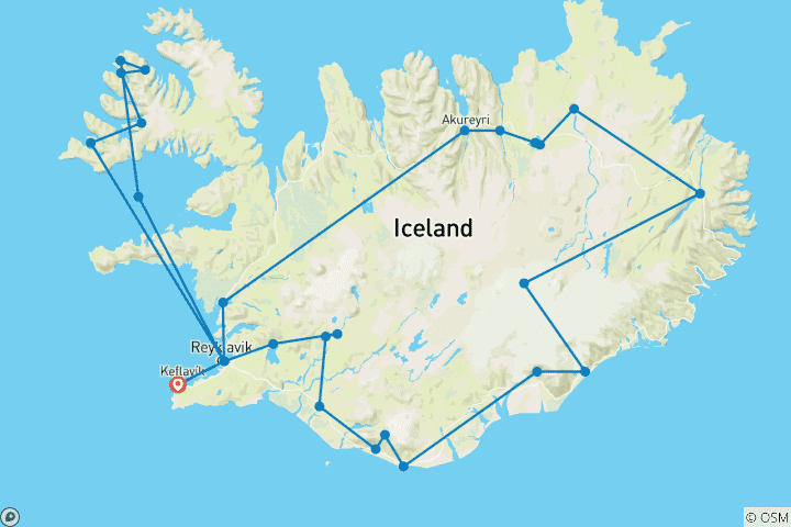 Carte du circuit Cercle d'Islande et découverte des Westfjords - 17 jours