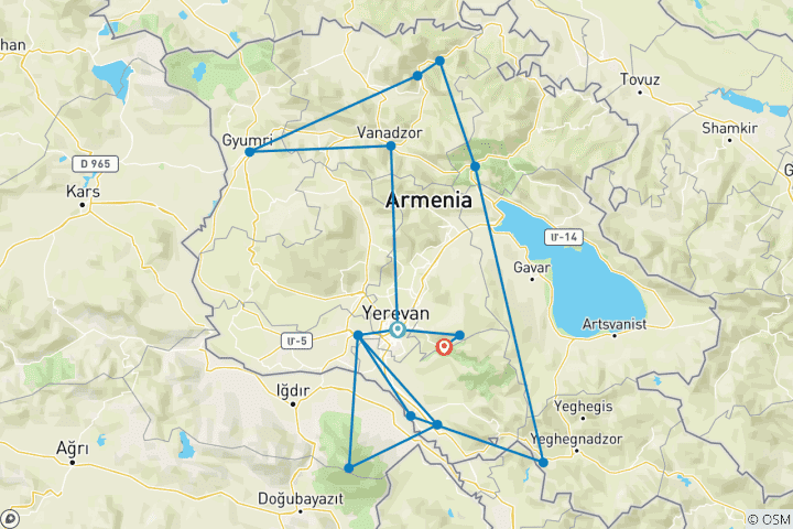 Map of Armenia - Nature and tradition - Guided private tour