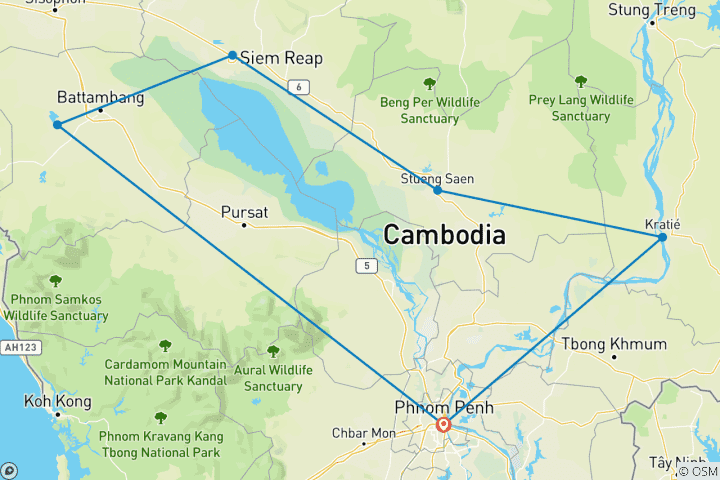 Karte von Kambodscha: Erlebnisreise im Land der Khmer