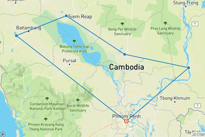 Karte von Kambodscha: Erlebnisreise im Land der Khmer - Geführte Privatreise