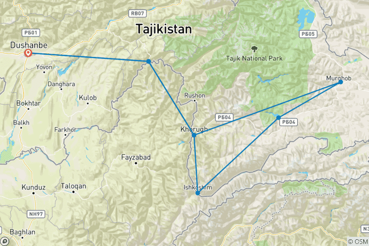 Map of Tajikistan - The Pamir, Tajik roof of the world