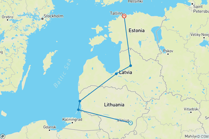 Map of Combination tour Atmospheric Baltic States - guided private tour