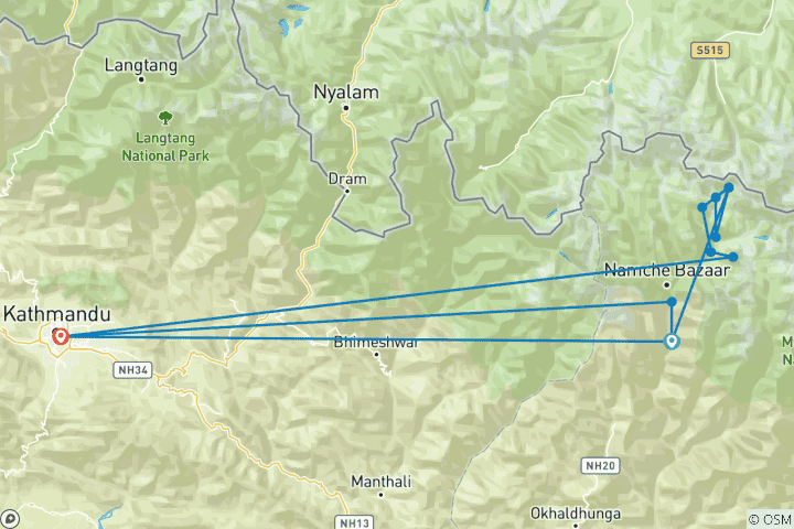 Map of Everest Base Camp Short Trek