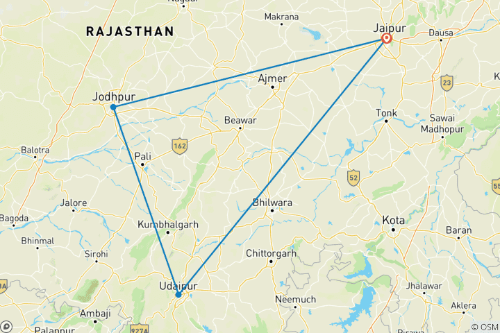 Map of Golden Triangle Of Rajasthan Tour!
