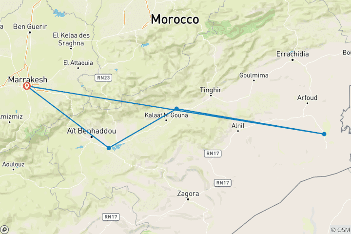 Karte von Abenteuer in der marokkanischen Wüste