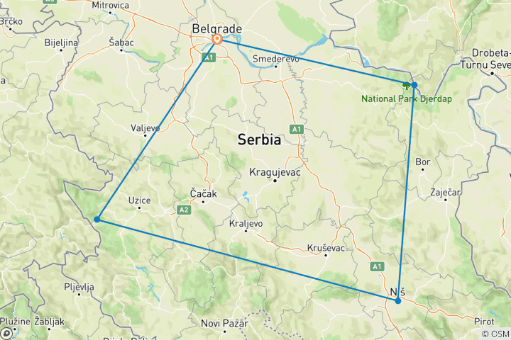Carte du circuit Les hauts lieux de la Serbie - voyage privé guidé