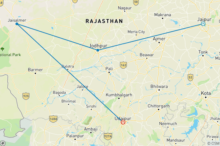 Mapa de Viaje al Rajastán Real: ¡8 días!