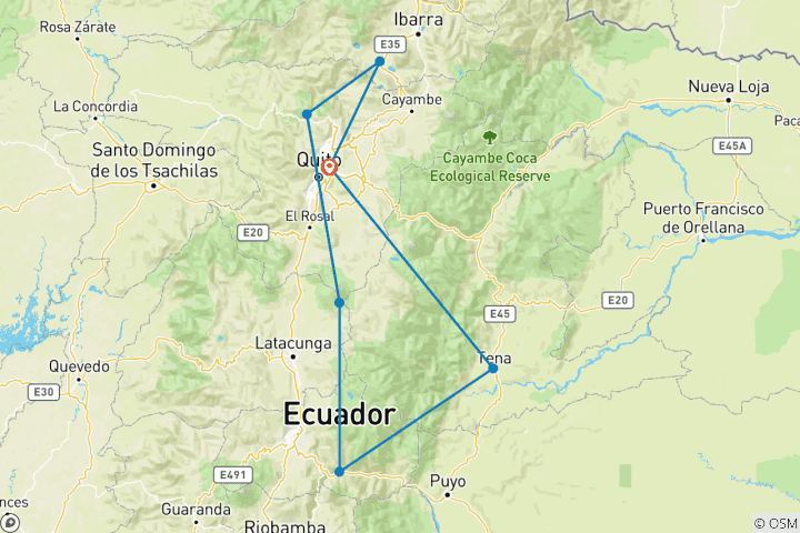 Map of Ecuador Highlands (7 destinations)