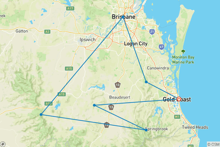 Map of Walk Queensland's Scenic Rim (7 destinations)