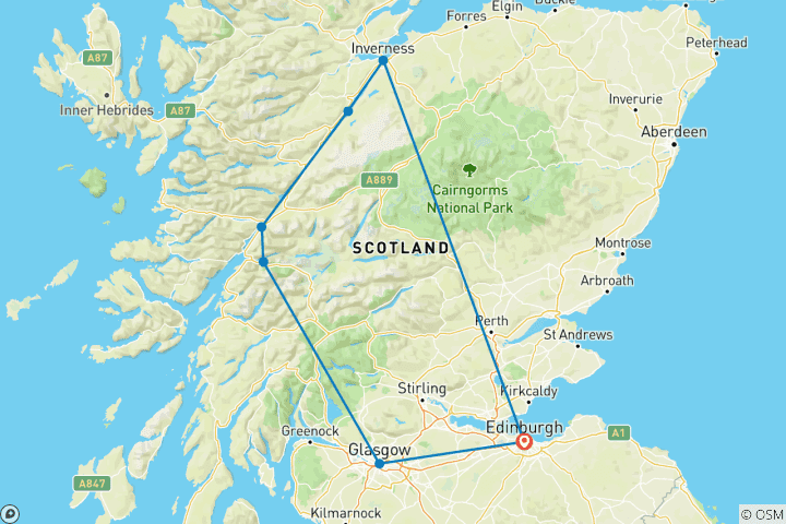 Karte von Schottland Abenteuer: Hidden Highlands & Mystic Roadtrip