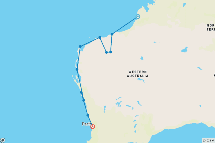 Mapa de Pilbara Indomable y Costa Oeste (Base, 2026/2027, 13 Días)