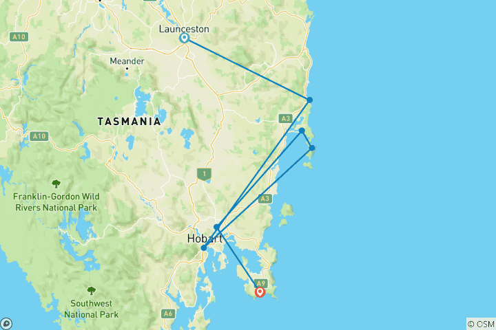 Map of Tassie's East Coast Highlights (2026/2027)