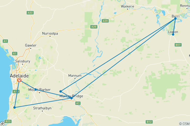 Map of South Australia Murray River Cruise & Wine (2025/2026, 7 Days)