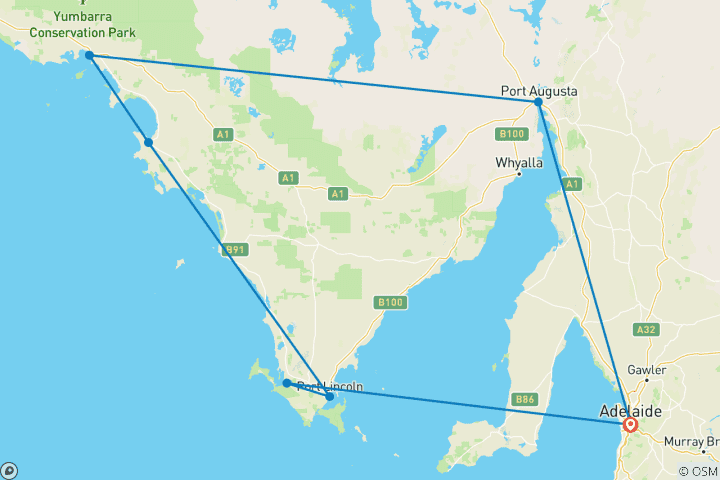 Karte von Südaustralische Eyre Peninsula 7 Tage