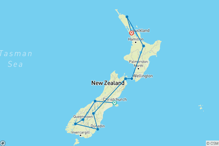 Carte du circuit New Zealand Magic (Base, 2026/2027, Best Buys, 17 Jours)