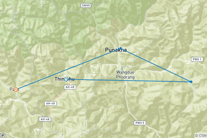 Mapa de Bután: Viaje de 7 días al corazón del budismo