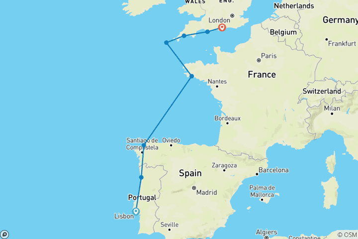 Map of From Portugal to Portsmouth - The Wild West Coast of Europe