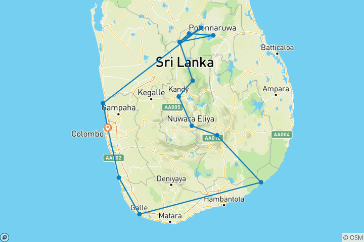 Karte von Sri Lanka - Inselparadies im Indischen Ozean - Geführte Privatreise