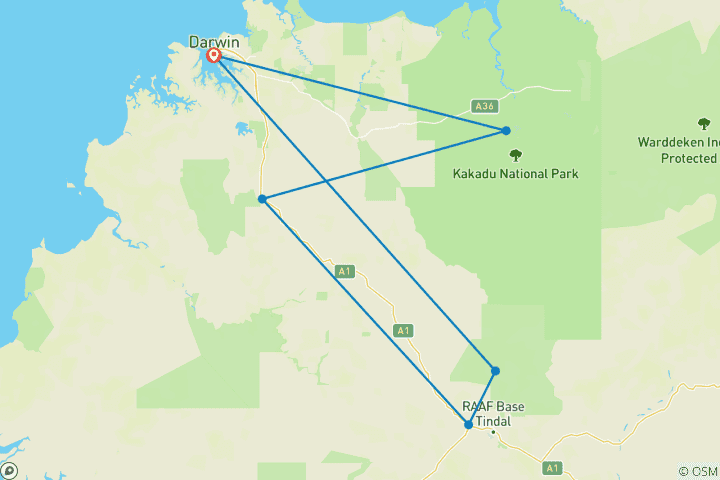 Carte du circuit Kakadu et les gorges de Nitmiluk (Katherine) (court séjour, 3 jours)