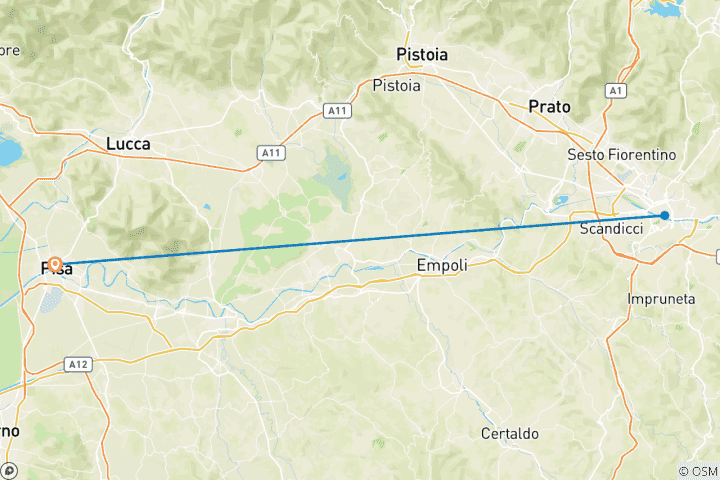 Map of Tuscany: Pisa + Florence