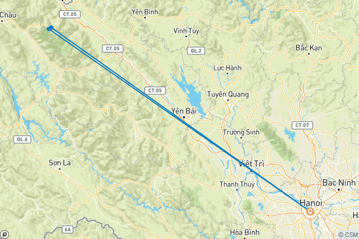 Kaart van 3D2N Hanoi naar Sapa Tour Avontuur: Cat Cat dorp, Fansipan piek & Moana check-in punt