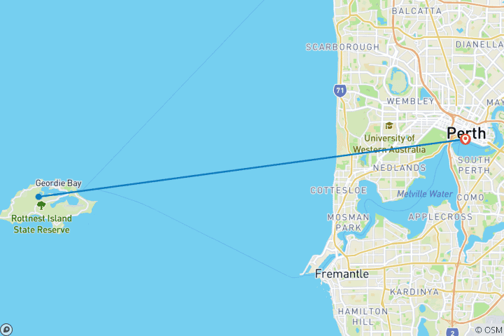 Carte du circuit Les quokkas ravissent l'île de Rottnest