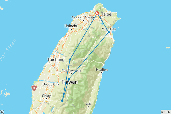 Map of Explore Taiwan (6 destinations)