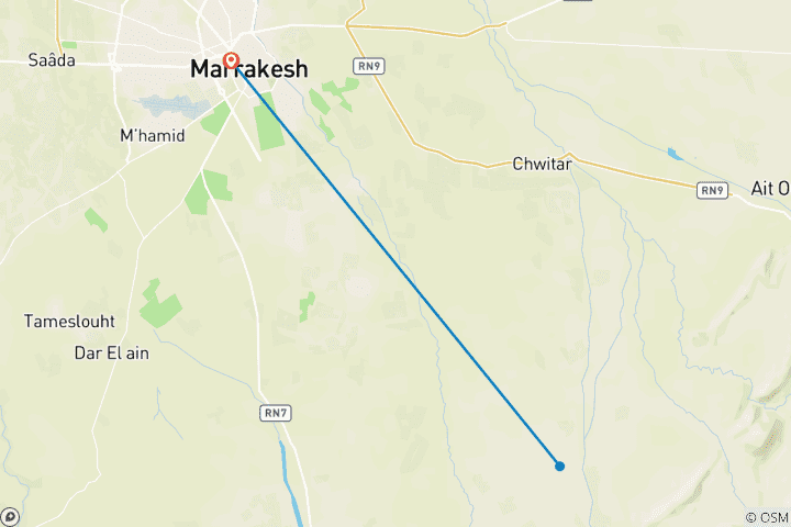 Carte du circuit 1 journée d'excursion privée dans la vallée d'Orika et les villages berbères...