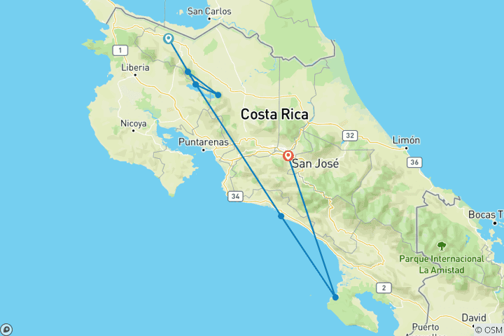 Map of Highlights of Costa Rica