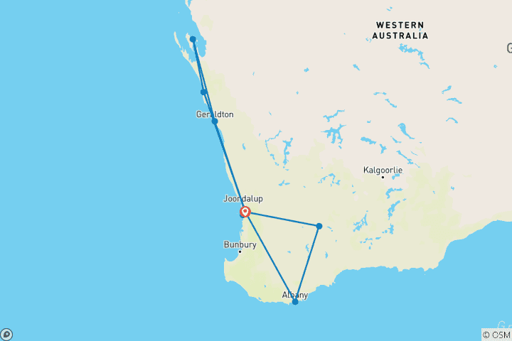 Map of Highlights Western Australia (Outback Coast & Wave Rock)