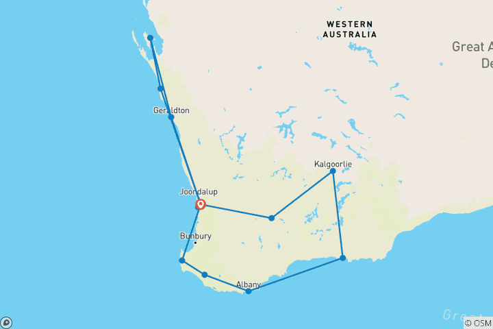 Map of Best of the South West & Outback Coast Combi