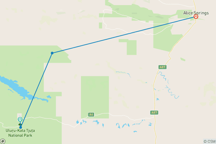 Map of Red Centre & Uluru Explorer (4 destinations)