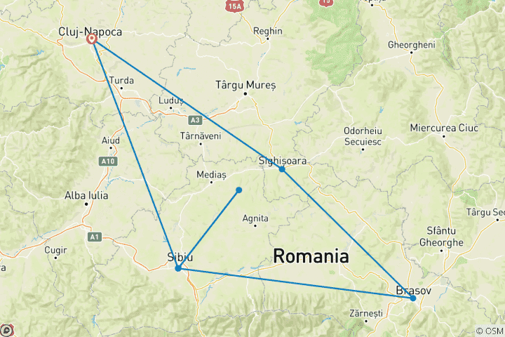 Karte von Kultur- und Aktivreise Rumänien - geführte Privatreise