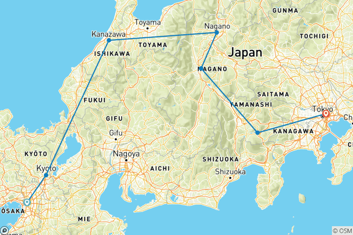 Carte du circuit Circuit en petit groupe - Japan Maiko