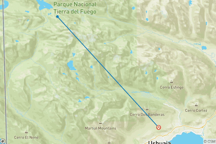 Mapa de Argentina: Ushuaia y el Parque Nacional de Tierra del Fuego - 4 días