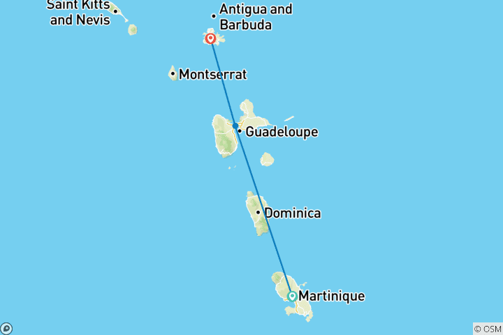 Map of Caribbean Island Sailing Tour