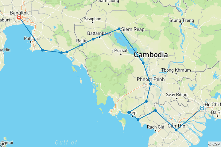 Karte von Radfahren Saigon Bangkok