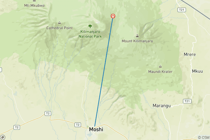 Carte du circuit Plus haut sommet du Kilimandjaro : Lemosho1-Day Trip