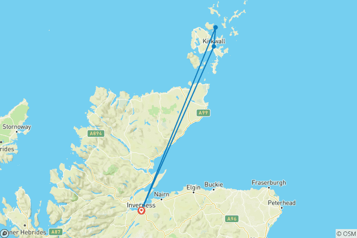 Map of Scotland's Orkney Islands (4 destinations)