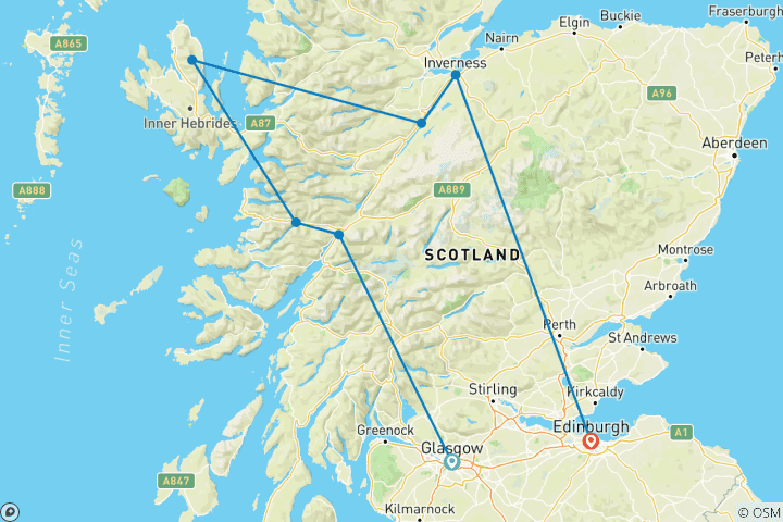 Map of Highlights of Scotland