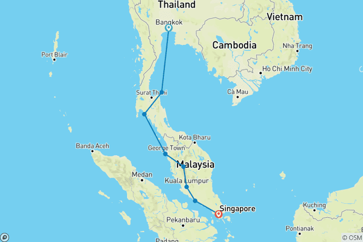 Carte du circuit Real Bangkok to Singapore